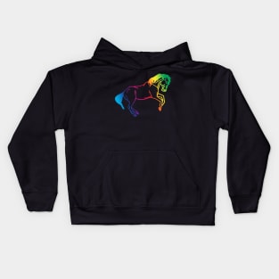 Rainbow rearing horse Kids Hoodie